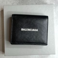 【付属品完備】 BALENCIAGA バレンシアガ / キャッシュカードホルダーウォレット 二つ折り財布 グレインカーフレザー ブラック 655685