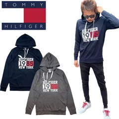 トミーヒルフィガー Tommy Hilfiger トップス パーカー フーディ メンズ スウェット 09T4457 部屋着 ルームウェア 薄手 ユニセックス プリントロゴ ネイビー グレー TOMMY HILFIGER HOODIE 新品 正規品 未使用品