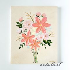 申龍子 S.RYUKO 油彩画 花束 ブーケ 肉筆サイン 韓国作家 絵画 額装