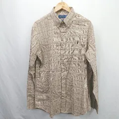 ◇ Θ POLO RALPH LAUREN ポロ ラルフローレン チェック柄 ワンポイント 長袖 シャツ サイズLG ベージュ系 メンズ E  【1507030011833】