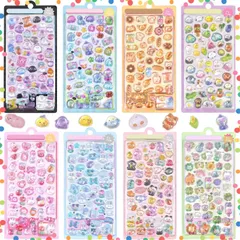 【人気商品】韓国 キラキラ 子供 ごほうび 大容量 8枚セット 約400点 スマホケース かわいい 立体 手帳 ぷっくりシール diy ぷくぷく ぷくぷくシール 贈り物 mefeny
