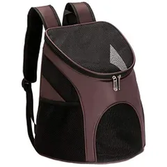 ペット用 キャリーバッグ リュック 猫 小型犬 折りたたみ 通気性 2WAY 便利 (ブラウン／Sサイズ) 