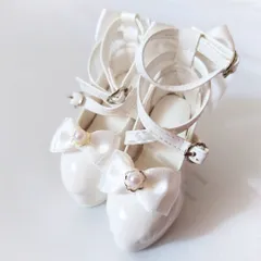 1/3ドールシューズ 厚底靴 60㎝ 人形用 BJD DD SD 白色 ホワイト リボン ドルフィー スーパードルフィー 着せ替え 可愛い 球体関節人形 ドールシューズ ストラップシューズ ロリータ クラシカル レトロ ワンピース 新品未使用 送料無料
