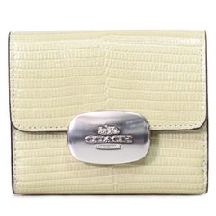 コーチ 財布 COACH リザード レザー 型押し スモール エライザ ロゴ ウォレット コンパクト 二つ折り財布 ペールグリーン CR395