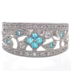 指輪 レディース リング パライバトルマリン プラチナ ダイヤモンド Pt950 ミル打ち 幅広 刻印入り 鑑別書付き 日本製【アクセサリーマート/メルカリShops店】