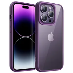 【数量限定】クリアバック 傷つけ防止 マットTPUフレーム ソリッドカラー 耐衝撃スマホバンパーカバー (ディープパープル) ケース (14ProMax) 6.7インチ用 Max Pro 14 iPhone JEDirect