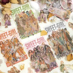 ST383 シール 人物 女の子 女性 フレーク シール PET コラージュ 素材 コラージュ シール コラージュシール コラージュ素材 ステッカー 紙もの 手帳 日記 ジャンクジャーナル 海外 紙モノ 紙物