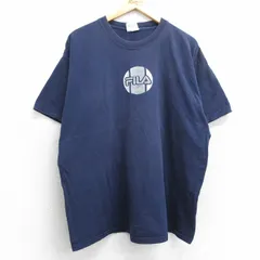 XL/古着 フィラ FILA 半袖 ビンテージ Tシャツ メンズ 90s ビッグロゴ 大きいサイズ コットン クルーネック 紺 ネイビー spe 25jul11 中古