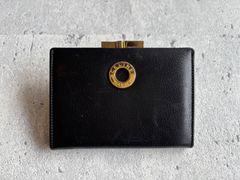 CELINE サークルロゴ レザーがま口コインケース ブラック