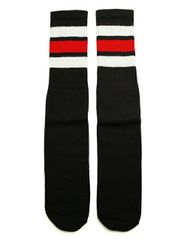 SkaterSocks (スケーターソックス) ロングソックス 靴下 男女兼用 ソックス チューブソックス Knee high Black tube socks with White-Red stripes style 1 (22インチ) スケボー SK8 S