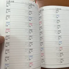 2025年開始月指定可能 10年日記 A5版 顔料系 1ページ2日 行数変更可能