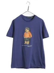 【お得なクーポン配布中!】 ポロベアー ポロ ラルフローレン プリント 半袖 Tシャツ メンズ レディース М キャラクター クルーネック シングルステッチ プリントT 青