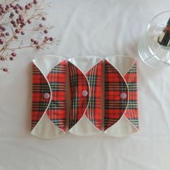 【布ライナー】無添加コットンフランネル 赤チェック柄 15cm 2層仕立て 3枚セット
