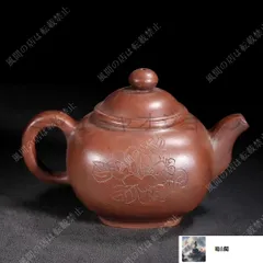 中国古美術・洪壽紫砂壺・原礦清水泥・顧景舟製壺紋・範曾(刻画)・紫泥急須・茶壺 中国古美術・洪壽紫砂壺・原礦清水泥・顧景舟製壺紋・範曾(