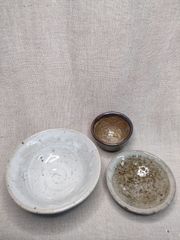 唐津焼３種セット販売　斑茶碗　皮クジラぐい呑み　斑盃　薬味入れ　味見取り皿