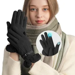 【在庫処分】ギフト 暖かい プレゼント 誕生日 クリスマス かわいい 秋 冬 スエード スエード 五本指 保温性 通勤 通学 防寒 保温 裏起毛 グローブ レディース 手袋 [ARZER]