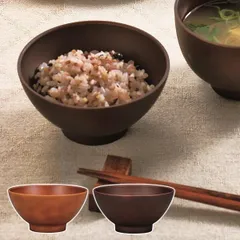 ★新品★即購入OK★ お茶碗 おしゃれな 和風 木製風 樹脂製 割れにくい 電子レンジ対応 【toh-235119】