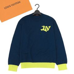 【極美品】LOUIS VUITTON ヴィトン 22AW LVロゴ シグネチャー ハイゲージ クルーネック ニット セーター S オーバーサイズ 国内正規 47316
