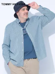 TOMMY HILFIGER (トミーヒルフィガー) 綿100％ ギンガムチェック レギュラーフィット ボタンダウン 長袖 シャツ