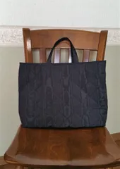 フォーマルサブバッグ　黒モアレキルティング　横型