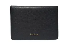 未使用 ポールスミス カードケース 二つ折り パスケース 名刺入れ レディース ストライプ レザー 黒 ブラック PWD821 Paul Smith 定期入れ ストローグ