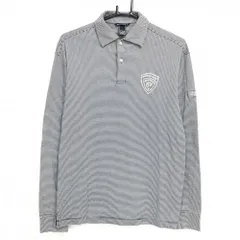 ゾーイ 長袖ポロシャツ 黒×白 ボーダー ロゴワッペン メンズ 2(M) ゴルフウェア ZOY