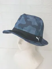 ◇ ⊂ 未使用 PUMA 025001O1 カモフラ ゴルフ グラフィック ラッセル ハット ネイビー系 マルチ ２56-59ｃｍ レディース E  【1507010007917】