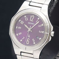 極美品 稼働品 SEIKO ルキア クォーツ 新品電池 パープル デイト