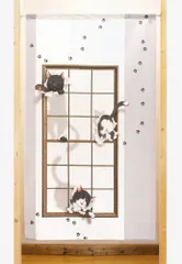 【MINIBOX のれん制作工房 正規販売店】【匿名配送ネコポス 全国送料込み】のれん 85X150cm みしまゆかり「いたずらキャット」3Dアート【日本製】目隠し のれん 暖簾 間仕切り 和柄 和風 洋柄 洋風 タペストリー ポスター