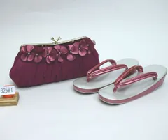 草履バッグセット がま口 ハンドバッグ クラッチバッグ 24cm フリーサイズ 適合足サイズ22.5cm～24.5cm NO32581