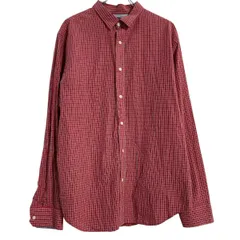 BANANA REPUBLIC 長袖 チェックシャツ XL レッド系 バナナリパブリック ビッグサイズ 古着卸 アメリカ仕入 a701-5363のサムネイル