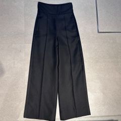 HERMES エルメス Side Line Woolen Trousers ワイドスラックスパンツ ブラック size:36【表参道A07】