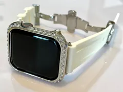 シルバーホワイト⭐︎ アップルウォッチバンド ラバーベルト Apple Watch キラキラ カバー ケース  メンズ レディース 40mm 41mm 44mm 45mm
