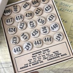 471・R-1992　アメリカ　マーキングタック  1箱（25個）ヴィンテージ　アンティーク　サビ　インダストリアル　刻印　蚤の市　ナンバー　数字　アメリカ雑貨　画鋲　ピン　インテリア　アメカジ 古いもの　ジャンクジャーナル