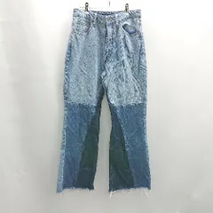 ◇ Θ JEANASIS ジーナシス ツギハギデザイン 切りっぱなし デニム フレアパンツ サイズM ライトブルー系 レディース E  【1412260023955】