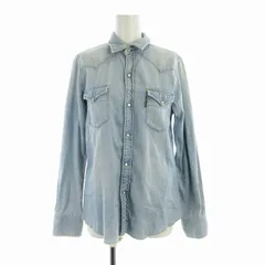 ブルーブルー BLUE BLUE デニムシャツ ウォッシュ加工 長袖 2 M ライトブルー /ROのサムネイル