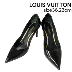 ●ルイ ヴィトン LOUIS VUITTON パンプス ハイヒール ブラック レザー 36、23cm レディース 5D837