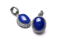 シルバー925◇天然色 ラピスラズリ 10x8mm オーバル ペンダントトップ 1個売り パワーストーン 天然石 _PRG2020