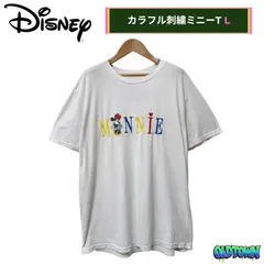 ディズニー Tシャツ Lサイズ ホワイト ミニー MINNIE 刺繍ロゴ Mickey&Co Disney キャラT 90s風 00s カラフル ユニセックス キャラクター プリント Y2K アニメ アニメT 古着 A634