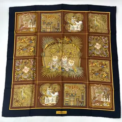 フェラガモ　スカーフ　大判　ビッグ　シルク　100　総柄　絵画風　希少柄 フェラガモ スカーフ 大判 ビッグ シルク 100 総柄 絵画風 希少