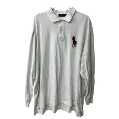 POLO RALPH LAUREN 長袖 ポロシャツ 3XL ホワイト ポロラルフローレン 鹿子 古着卸 アメリカ仕入 a708-5044