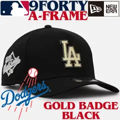 【海外限定】New Era 9FORTY A-frame MLB Los Angeles Dodgers WS1988 Black Metal Gold Badge