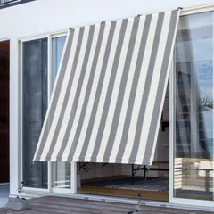 Color:3) グレーストライプ_Size:2) 1.8×2m タカショー 日よけ クールシェード プライム グレーストライプ 1.8×2m ポリエチレン CLS ハイグレードモデル 【5】 シェード サンシェード オーニング ベランダ 目隠し CLS-20