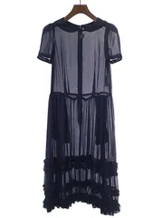 COMME des GARCONS COMME des GARCONS コムデギャルソンコムデギャルソン 15SS ポリエステルフリル ドレスワンピース ネイビー XSのサムネイル