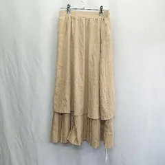 ◇ ⊇◎●未使用● JUNOAH ジュノア ロング プリーツ スカート サイズL ベージュ系 レディース E  【1411210013985】