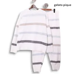 gelato pique ジェラートピケ ベビモコ★ ボーダー トップス&パンツ セットアップ パジャマ ルームウェア Sz.F レディース