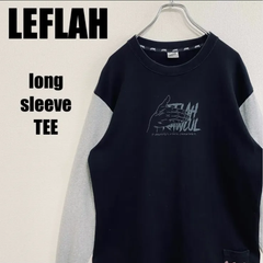 レフラー LEFLAH Leflah ロングスリーブTシャツ ロンT 長袖Tシャツ メンズ XLサイズ 黒 グレー バイカラー WANIMA