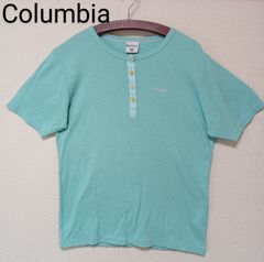 ColumbiaコロンビアTシャツドットボタンライトグリーンサイズM