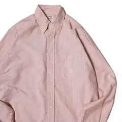 00’s USA製 ブルックスブラザーズ ストライプ オックスフォード ボタンダウンシャツ (15 1/2-35) 白×赤 アメリカ製 オールド ポロカラー アメリカ古着 USED ビンテージ ヴィンテージ