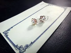 フラワー　パールビーズ　ノンホール　ピアス（樹脂イヤリング）　RG